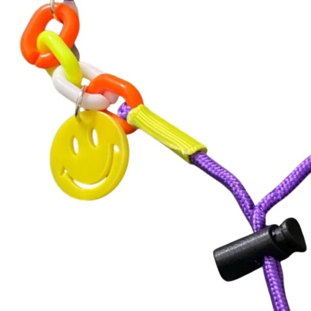 Lot of 80 Purple Smiley Mask Lanyard Eyeglass Chain Neon Cord Festival Kidcore‎